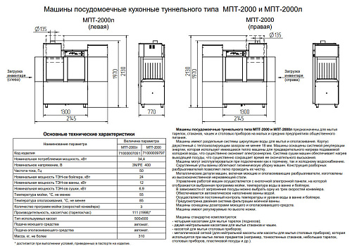 Посудомоечная машина Abat МПТ-2000 (левая) туннельная Посудомоечная машина Abat МПТ-2000 (левая) туннельная